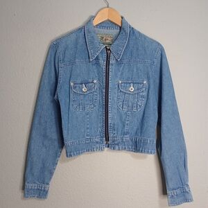 Vintage Express Zip Up Denim Jacket